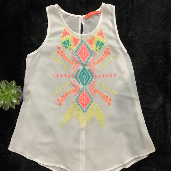 Lulumari Tops - 4 FOR $20! Neon Aztec sheer lulumari tank top